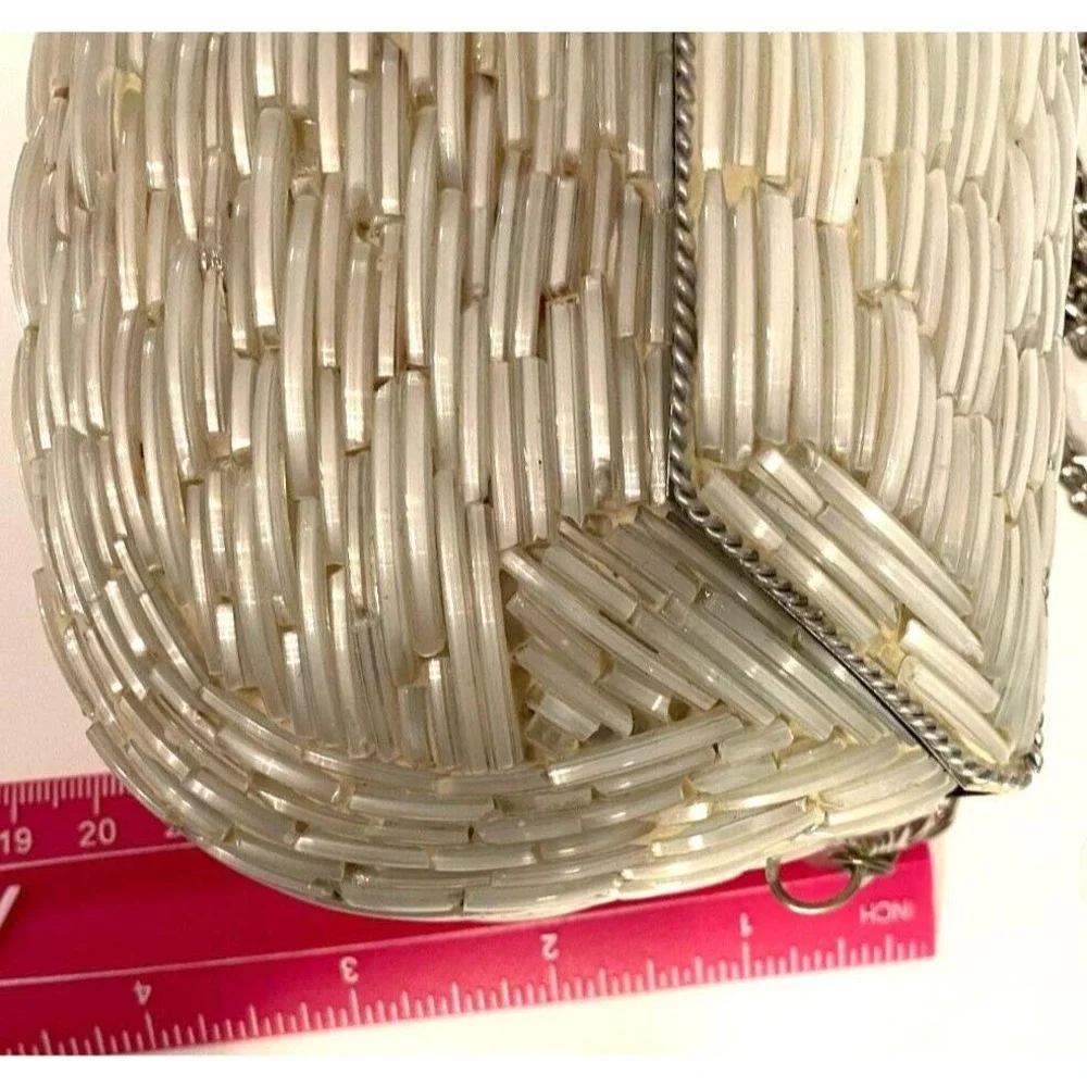 Vintage Glass Mosaic Evening Bag Small Crossbody Purse Flap Latch Chain‎ Strap